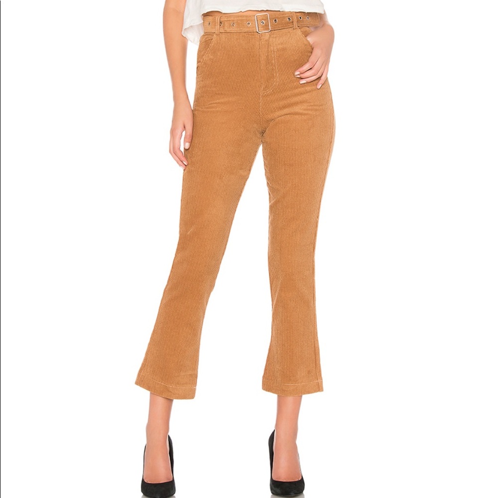 REVOLVE Rilee Belted Corduroy Pants in Camel Brown
